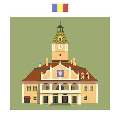 Old town council - Brașov brasov brasov tourist attraction city council clock tower europe attractions famous landmarks medieval town museum old town council romania tourism tourist tours transylvania travel vector illustration visit romania