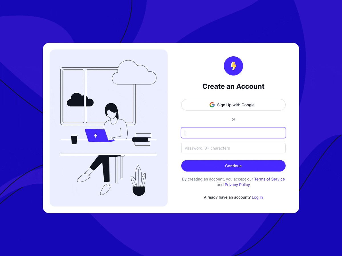 Create an Account / Sign Up animation illustration ui ux