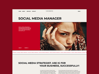 Website design for Social Media manager bold design landing page red social media manager ui web design website
