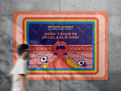 Festival Marketing - Meteor Fest bonnaroo bright colors digital ad digital marketing edm electronic electronic music event design event promotion events eyeballs festival lips meteor shower music festival poster design poster mockup stars ticket design vip passes