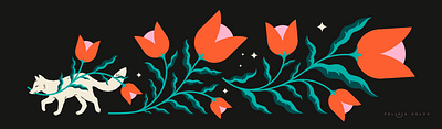 Night Walkin digital illustrator floral illustration folkart fox graphic illustration illustration procreate symmetry