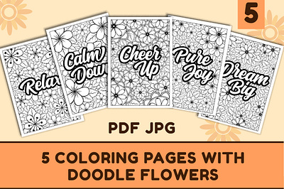 Doodle Flowers Coloring Pages for Adult adult coloring pages coloring pages doodle flower flower doodles flower illustration graphic design illustration