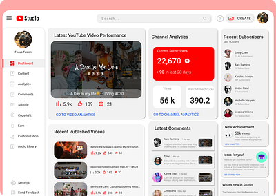 #DailyUI #018 | Redesigning YouTube Dashboard 3d analytics branding dailyui dashboard logo redesign ui youtube