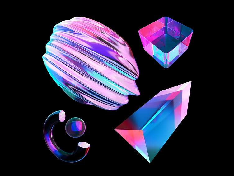 Design assets: Fluid Glass 3D Shapes by assetpro.design on Dribbble