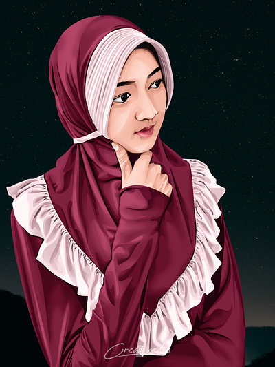 Hijab Potrait Vexel Art Illustration design graphic design illustration vector art vexel vexel art vexelart