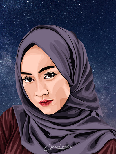 Hijab Potrait Vexel Art Illustration design graphic design illustration vector art vexel vexel art vexelart