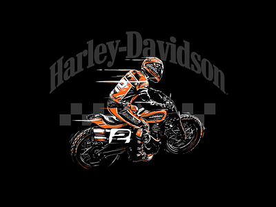 HD Racing apparel design distressed graphic hand drawn harley davidson hd illustration motorcycle racer racing t shirt