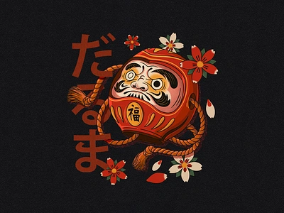 Daruma daruma illustration print t shirt vector