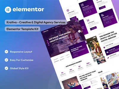 Creative & Digital Agency Services Elementor Template Kit creative creative agency design digital agency elementor template kit elementor ui design ui uidesign uikits uiux webdesign website agency website design