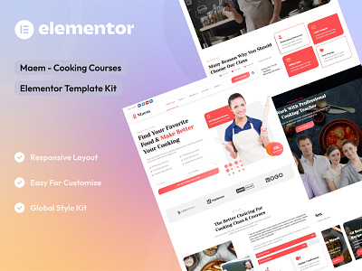 Cooking Courses Elementor Template Kit cooking cooking courses courses design elementor template kit elementor ui design ui uidesign uikits uiux webdesign website design