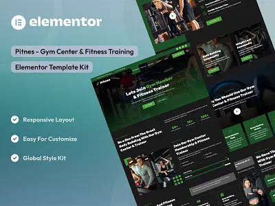 Gym Center & Fitness Training Elementor Template Kit design elementor template kit elementor ui design fitness center fitness studio fitness training gym center gym studio personal trainer ui uidesign uikits uiux webdesign website design