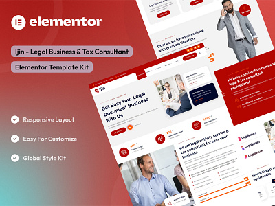 Legal Business & Tax Consultant Elementor Template Kit accounting consulting design elementor template kit elementor ui design legal business tax consultant ui uidesign uikits uiux webdesign website design