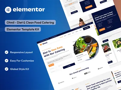 Diet & Clean Food Catering Elementor Template Kit catering service clean food design diet elementor template kit elementor ui design healthy catering ui uidesign uikits uiux webdesign website design