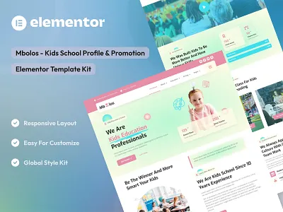 Kids School Profile & Promotion Elementor Template Kit design elementor template kit elementor ui design kids school kindergarten school promotion ui uidesign uikits uiux webdesign website design