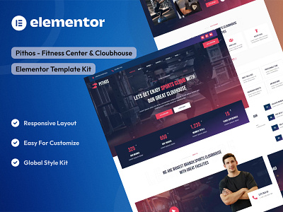 Fitness Center & Cloubhouse Elementor Template Kit cloubhouse design elementor template kit elementor ui design fitness center fitness studio fitness trainer personal trainer ui uidesign uikits uiux webdesign website design