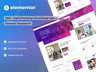 Digital Marketing & Brand Design Agency Elementor Template Kit advertising agency brand design agency design digital marketing digital marketing agency elementor template kit elementor ui design ui uidesign uikits uiux webdesign website design