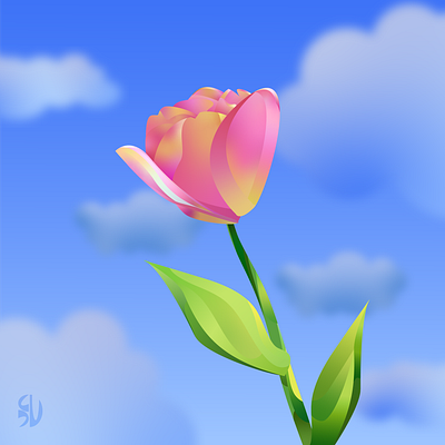 Happy Weekend! blue branding clouds design doodle flower graphic design graphics green leaves icon illustration logo sketch sky summer tulip vector