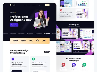 Portto Portfolio Website Design career freelancer landing page portfolio project web design