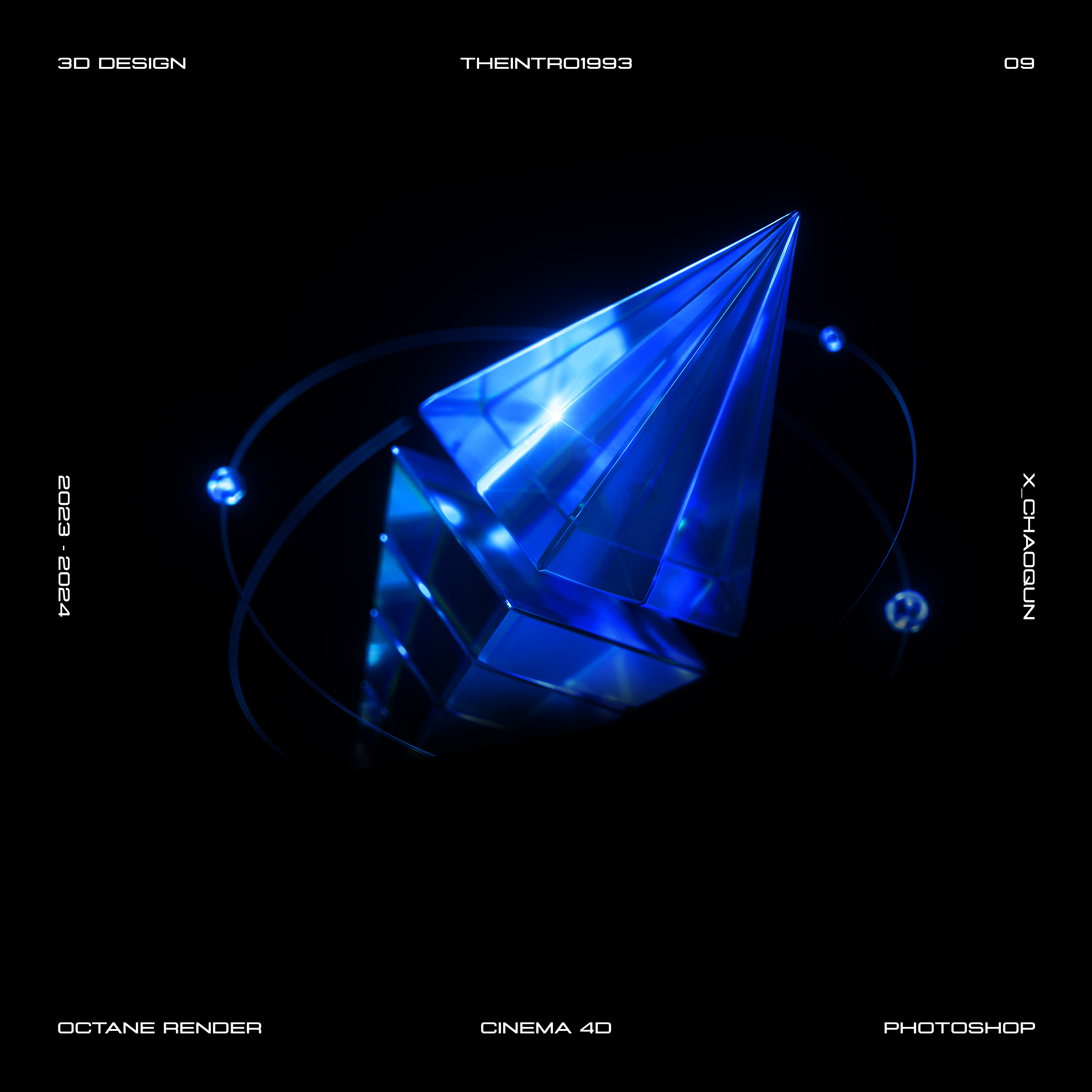 Tech-inspired 3D renderings vol.9 3d blue branding c4d icon octane render technology ui