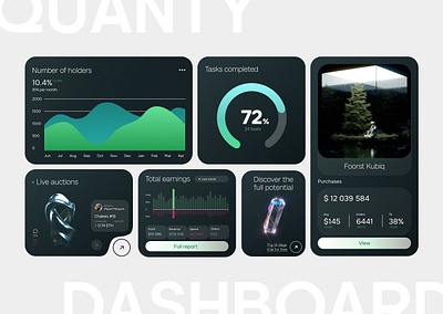 Quanty Dashboard Design branding dark green dashboard green landing page nft ui web design website
