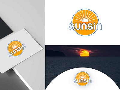 Sunsin logo. Sunset Natural summer sea logo app apps logo beach branding design graphic design illustration logo logo design sea summer sun sunset ui vacation vector winter