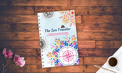 The Zen Traveler Coloring Book for Amazon KDP amazon kdp book cover design color coloring book design graphic design illustration kids mandala notebook travel zen