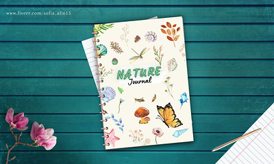 Nature Journal amazon kdp animation beaches beauty beige book cover design butterfly calm design graphic design journal logo nature notebook sea serinity watercolour