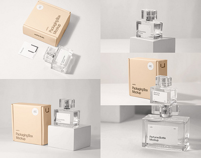 Perfume Bottle Mockup Collection (PSD) box mockup box mockups branding mock ups mockup mockup design mockup psd mockups packaging box mockup packaging mockup perfume mockup
