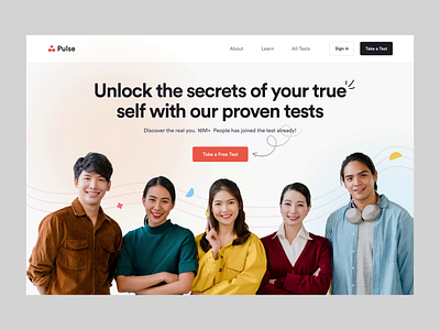 Pulse Landing Page: Navigate Self-Discovery & Career Fulfillment animation branding company educational header homepage landing page landing page design minimal modern landing page motion graphics product design product landing page ui uiux web web design web ui website website design