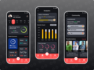 Fitness Tracking Mobile App Design app design branding fitness fitness tracking fitness tracking app fitness tracking mobile app graphic design gym health health tracking mobile app mobile app design new design ui ui design ux design water tracking weight loss workout