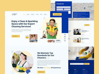Cleaning Service landing Page UI Design best landing page design best ui business landing page cleaning cleaning company cleaning landing page cleaning services company landing page house cleaning landing page landing page design landing page template landing page ui modern landing page office cleaning ui ui design ui ux ui ux designer ux design