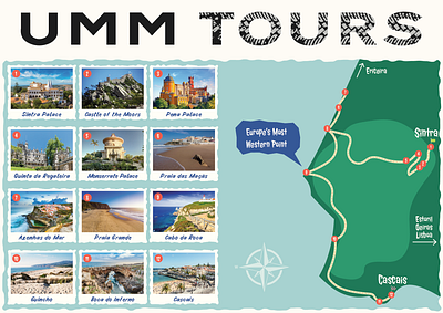 UMM Tours Touristic Map graphic design illustration infographic