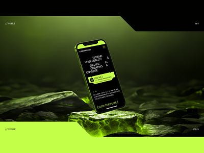 MOCKUP - MOBILE VERSION button crypto cryptocurrency cyber cyberpunk design element green interface landing page mobile nft nft art nft collection nfts typography ui ux web website