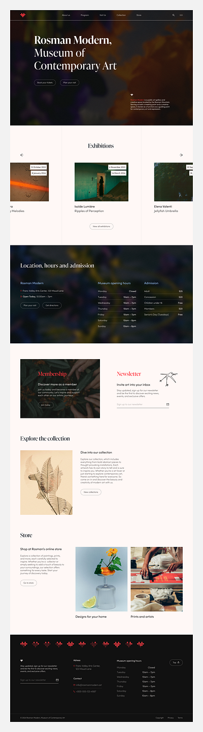 Rosman Modern, Museum of Contemporary Art Homepage Design figma ui ux web design