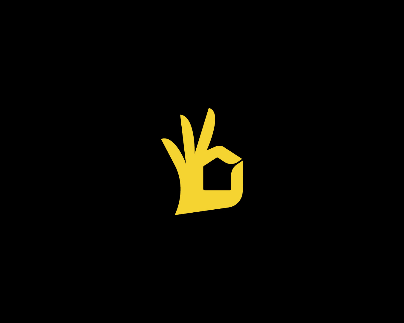 Hand and house logo app branding building design graphic design hand home house icon illustration logo logodesign logotype ok premium realestate sign vector