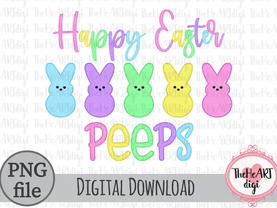 Happy Easter Peeps Sublimation Design, Easter Peeps PNG bunnies easter easter lover graphic design happy easter illustration kids peeps school spring sublimation sublimation png t shirt design teacher