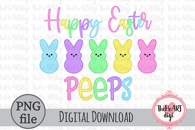 Happy Easter Peeps Sublimation Design, Easter Peeps PNG bunnies easter easter lover graphic design happy easter illustration kids peeps school spring sublimation sublimation png t shirt design teacher