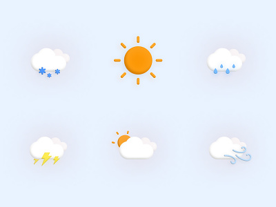 Weather Icons Exploration clean design icon icons illustration rainy snowy sunny thunder ui ux weather weather app web design