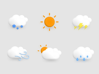 Weather Icons Exploration clean design icon icons illustration rainy snowy sunny thunder ui ux weather weather app web design