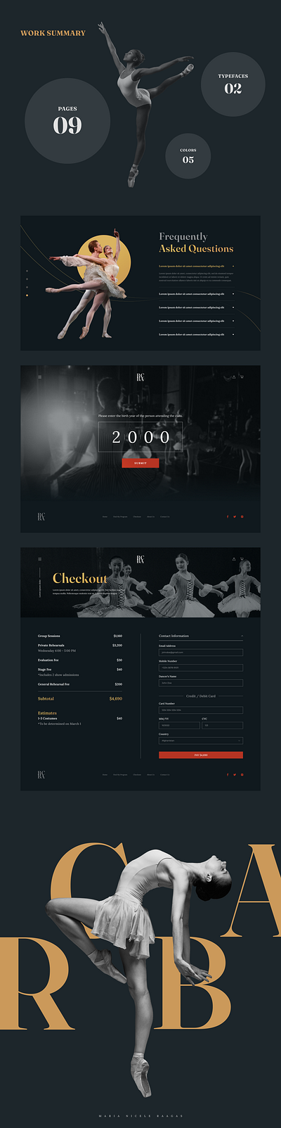 Russian Ballet ballet classy clean dance dark theme elegant gold graphic design landing page web design website