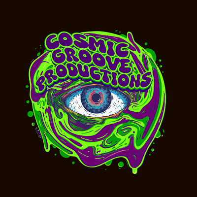 Cosmic Groove Productions Psychedelic Logo 2d illustration 2d vector adobe illustrator logo design music production psychdelic trippy art psychedelic logo trippy logo vector