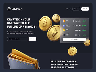 Cryptex - crypto exchange web site - desktop view 3d adaptive app branding crypto crypto exchange design exchange illustration landing page responsive site ui web web app web design web site