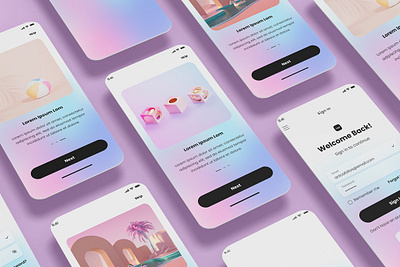 On Boarding, Welcome, Sign in Screen app login mobile on boarding screen screens sign in sign in screen template ui kit welcome