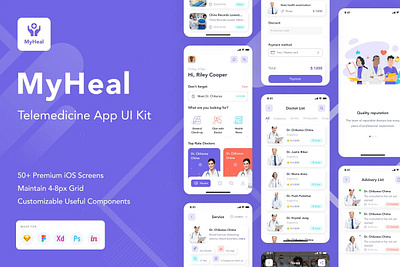 My Heal - Telemedicine App Design UI 3d app ui design app ui kit apps health health app healthcare healthy medical mobile app ui tracker tracker ui uidesign uiux