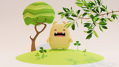 Cute monster 3d animation bl blender character graphic design modelling render