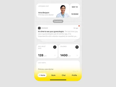 Medical app concept app doctor dots flat grey health ios medical mobile monochrome nav bar navigation product design ui yellow