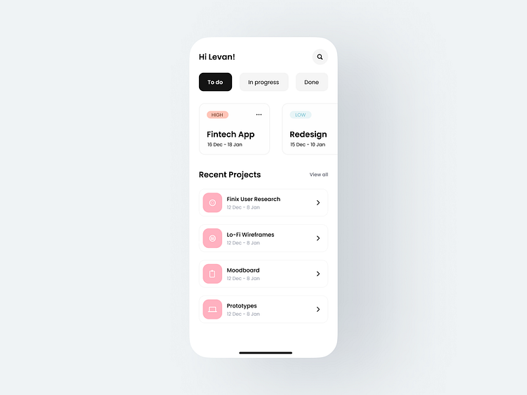 Task & Project Management App UI by Levan Kentchoshvili on Dribbble