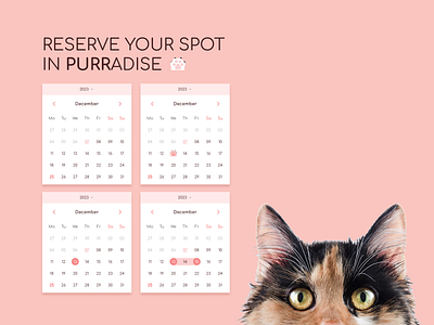 A Pink Cat-Themed Calendar UI Design calendar cute pink soft ui web design