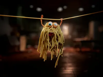 chasing spaghetti 3d animation c4d character concept design graphic design illustration motion graphics octane spaghetti