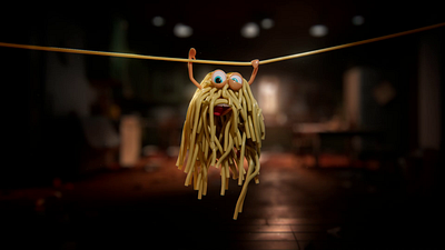 chasing spaghetti 3d animation c4d character concept design graphic design illustration motion graphics octane spaghetti